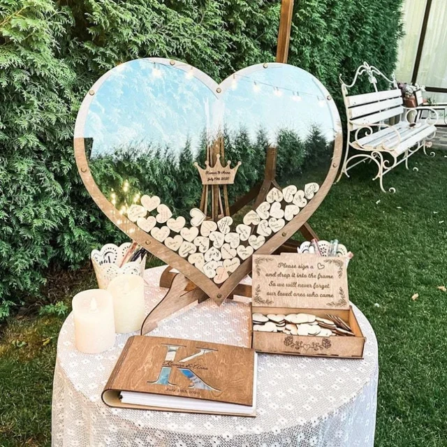 60-80pcs Heart Transparent Wedding Guest Book Wooden Wedding Decor-Drop  Guestbook Decoration Signature Guestbook Wooden Box - AliExpress