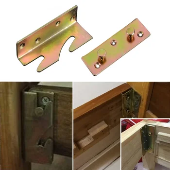 금속 브래킷 침대 프레임 가구 연결 레일 후크 브래킷 힌지 피팅 커넥터, 홈 하드웨어 DIY 도구, 4 세트, 16 쌍