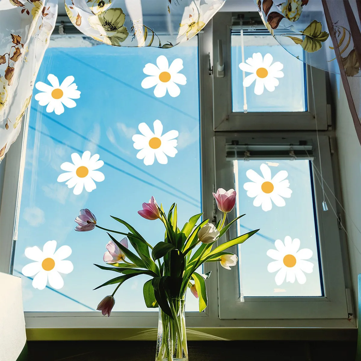 Daisy Stickers Bedroom Window Glass Wall Decoration Self-adhesive DIY