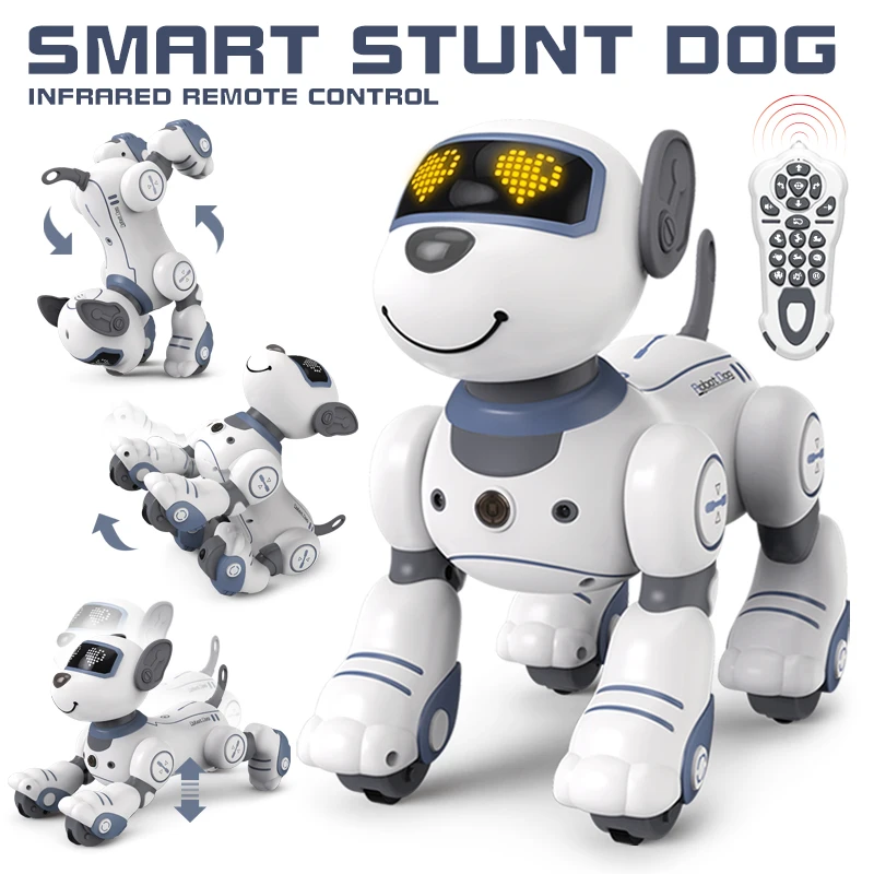 RC Stunt Robot Dog Intelligent Robots Kids Toy Remote Control Music Touch Dance Singing Follow Walking Electric Animals For Girl