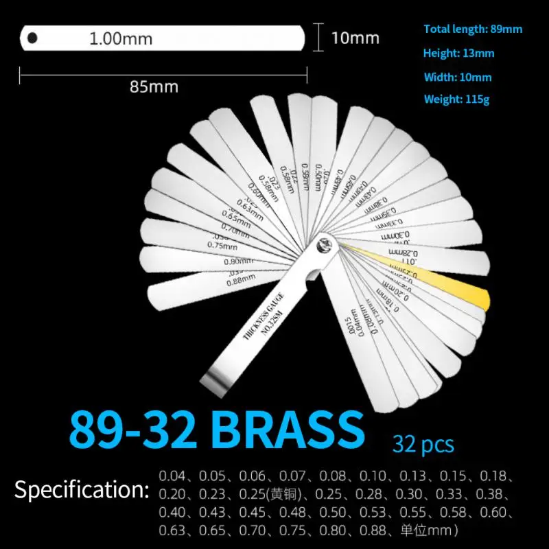 Feeler Gauge 32 Metric Blades High Precision 0.04-0.88 Thickness Gages Set Gap Filler Feeler Gauges Woodworking Measuring Tool,feeler gauge