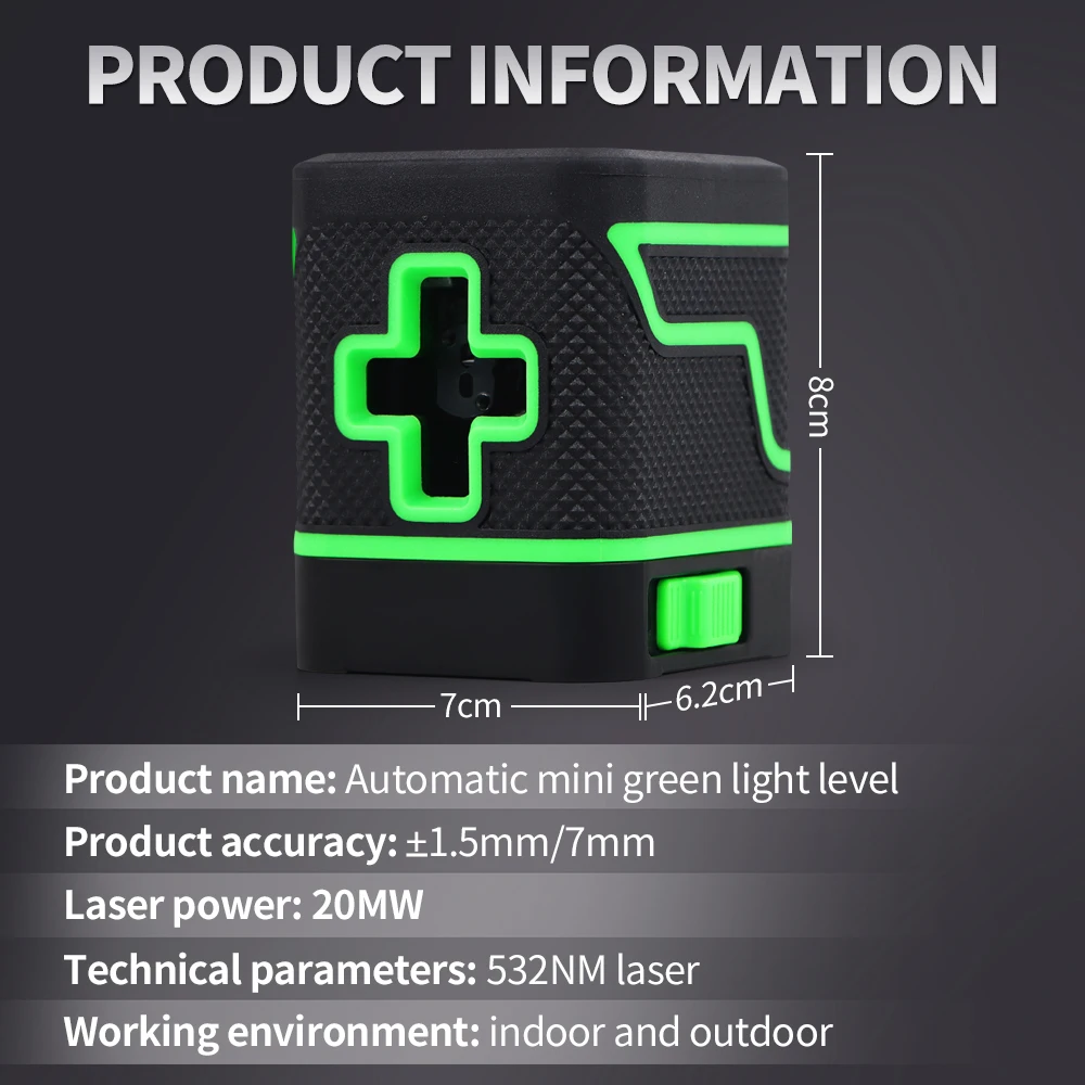 Niveau Laser Feidside 2 Lignes Ultra Vert - Auto-nivelant Avec Indicateur - NEUF