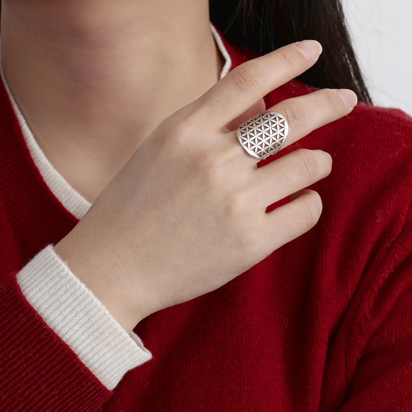 Stainless Steel Adjustable Finger Rings For Women Men Geometric Amulet Vintage Jewelry