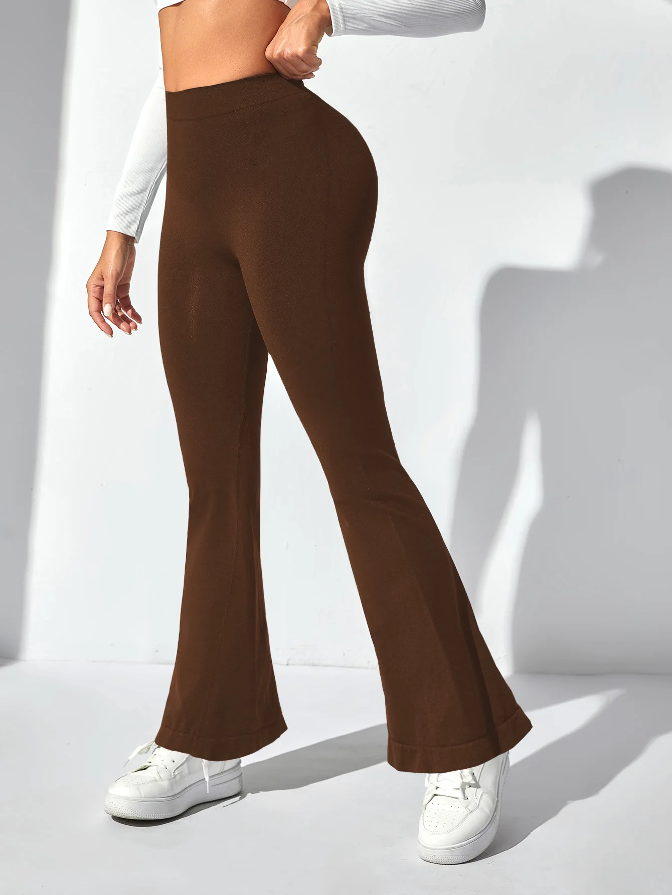 Flare Leggings Yoga Hosen Frauen Schlaghosen Yoga Strumpfhosen Hohe Taille Fitness Stretch Gym Workout Casual Sport Push-Up Breite beine – Detail 5