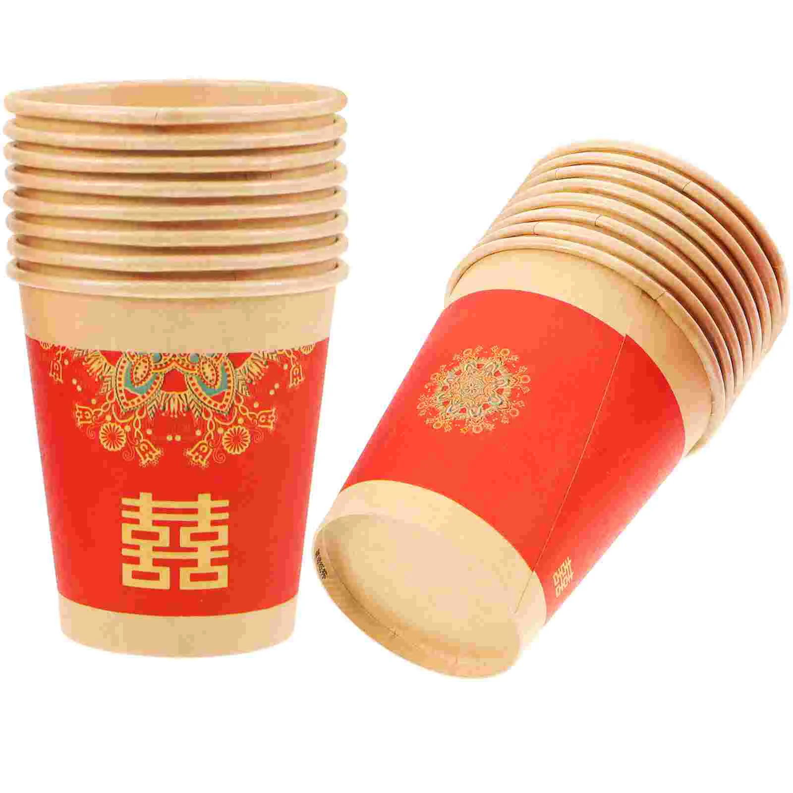 Red Xi Paper Cups Wedding Disposable Cups Banquet Serving Party Food Grade Beverage Kitchen Dining Bar 50pcs disposable paper cups