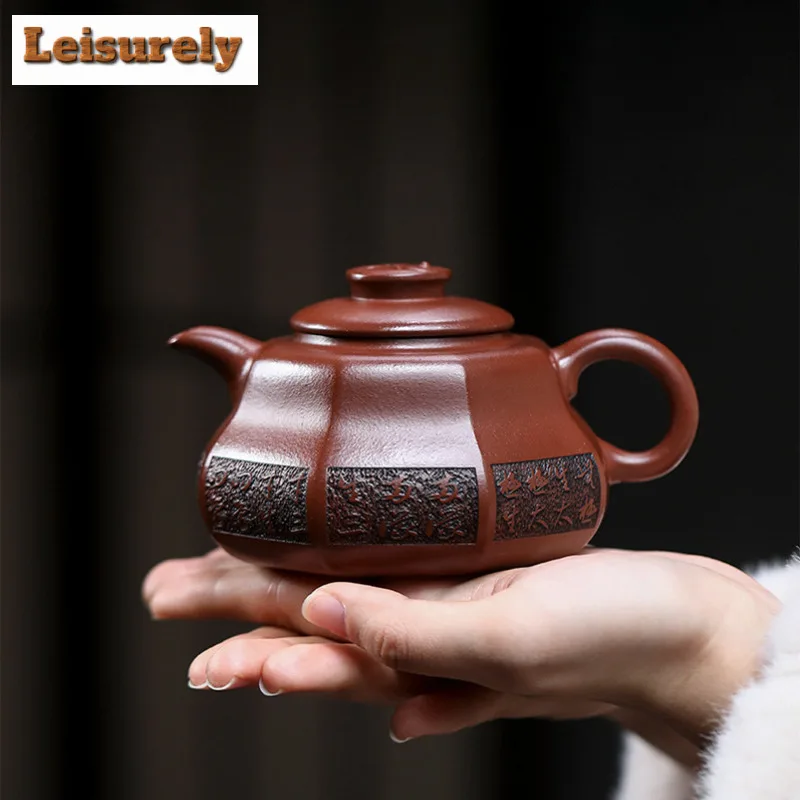 330ml Yixing Purple Clay Teapots Handmade The Great Ultimate Pot Raw Ore Red Leather Dragon Mud Tea Maker Kettle Zisha Tea Set