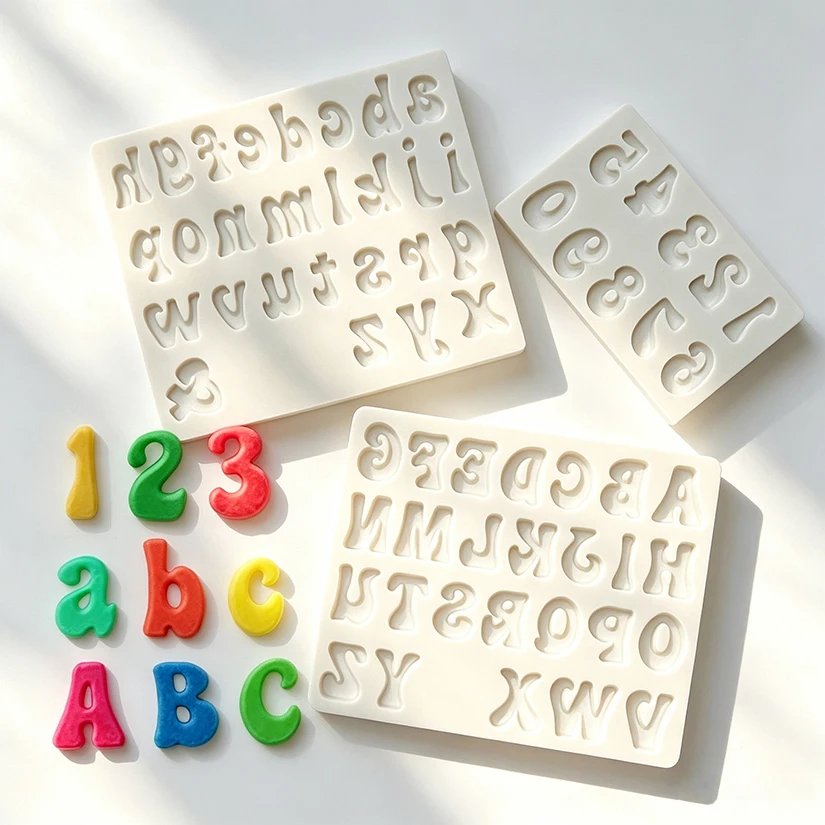 Alphabet Buchstaben Zahlen Silikon Zuckerform Cupcake Schokolade Fondant Kuchen Dekorationswerkzeuge