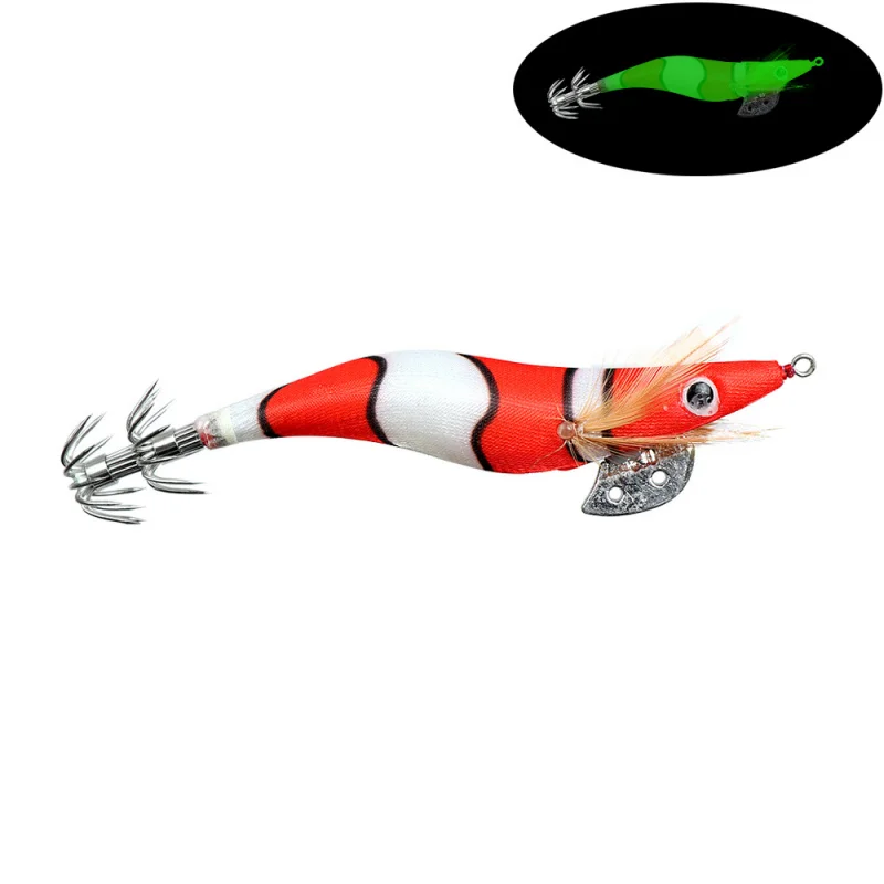 Leurre lumineux Full Body crevette colorée - Appât imitation calmar pour pêche en mer au parasol