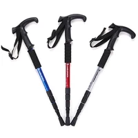 4-Section Outdoor Walking Stick Portable Telescopic Trekking Pole Anti Skid Aluminium Alloy Cane Elderly Camping Climbing Stick 1