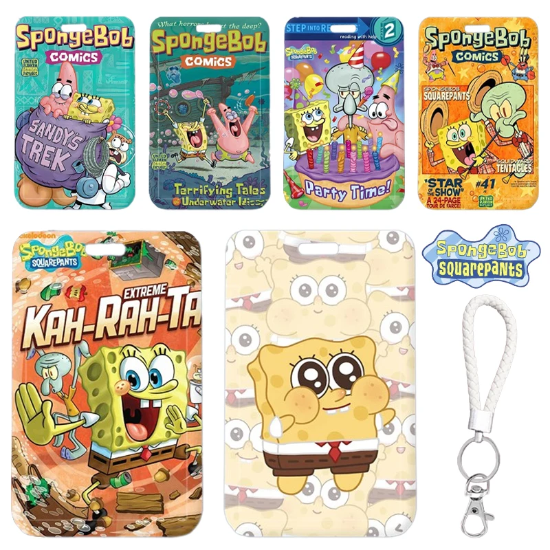 Spongebob Patrick Card Holder Cartoon Anime Id Credit Bank Protector Case Student Girl Bus Card Cover Carina Con Cordino Regalo