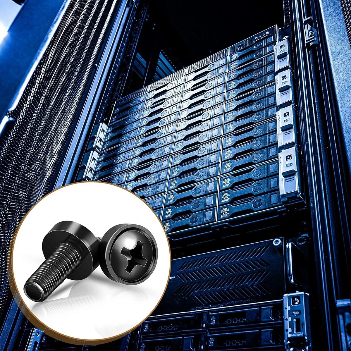 50-Piece Stainless Steel Rack Mount Screw & Cage Nut Set with Nylon Washers