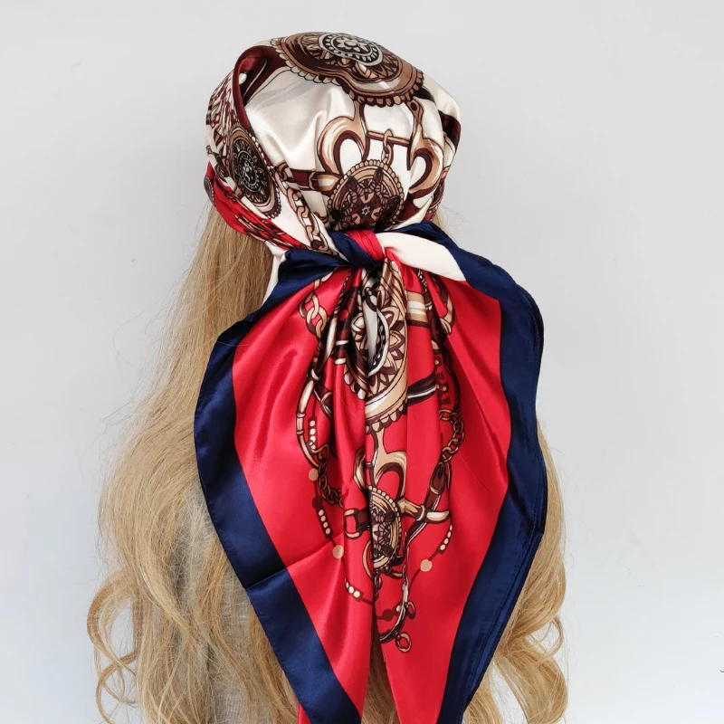Silk Square Scarf for Women Small Neck Scarfs Fashion Print Foulard Hairband Satin Head Kerchief