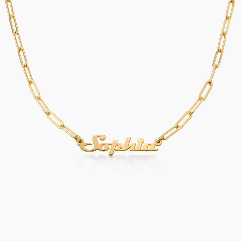 Fashion Paper Clip S925 Silver Chain Personalize Name Gold Plated Clavicle Choker Necklace For Women Gifts Party Jewelry