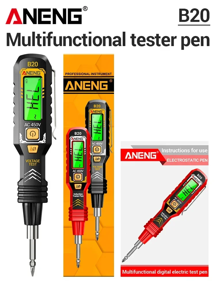 מבחן מתח מברגה דו-שימושי עט ANENG B20 ראש כפול מבודד עט צלב חריץ מברגה תיקון מד כלי יד
