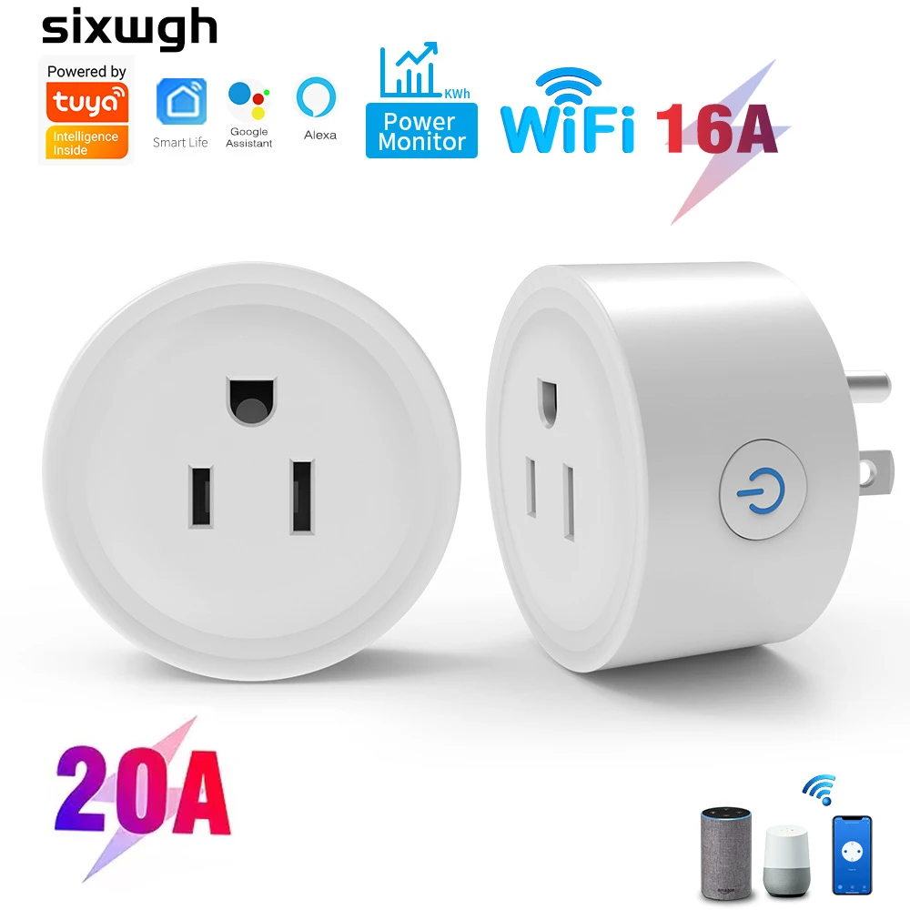 Умная розетка JHJCH с Wi-Fi и американской вилкой, 16 А, приложение Cozylife, дистанционное двунаправленное управление и таймер управления Alexa Google Home