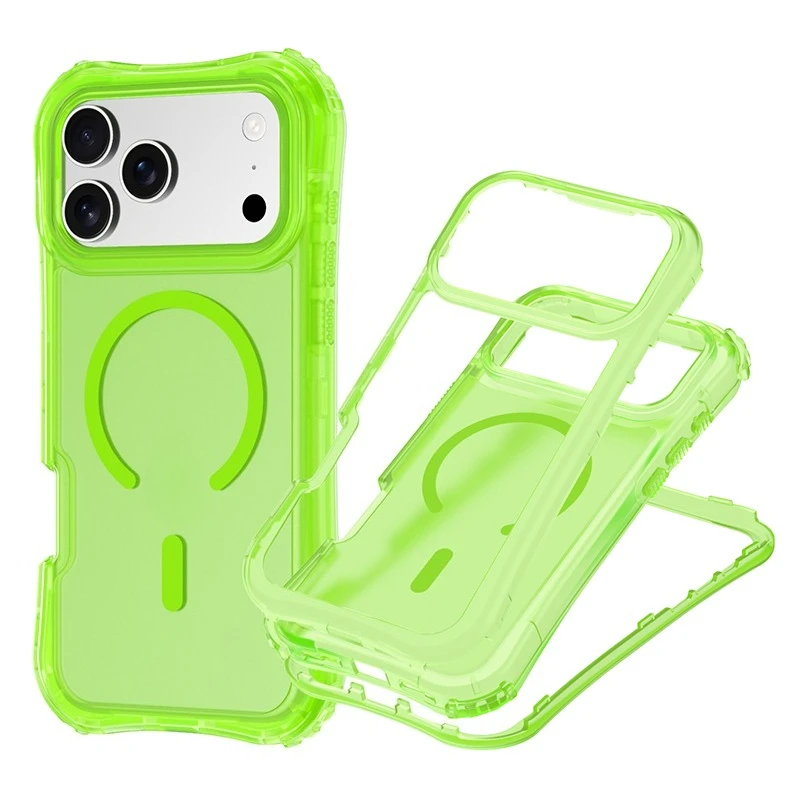 Armor 3IN1 PC TPU Magnetic Charging Clear Case for iPhone 17 Pro Max - Flexible Sides