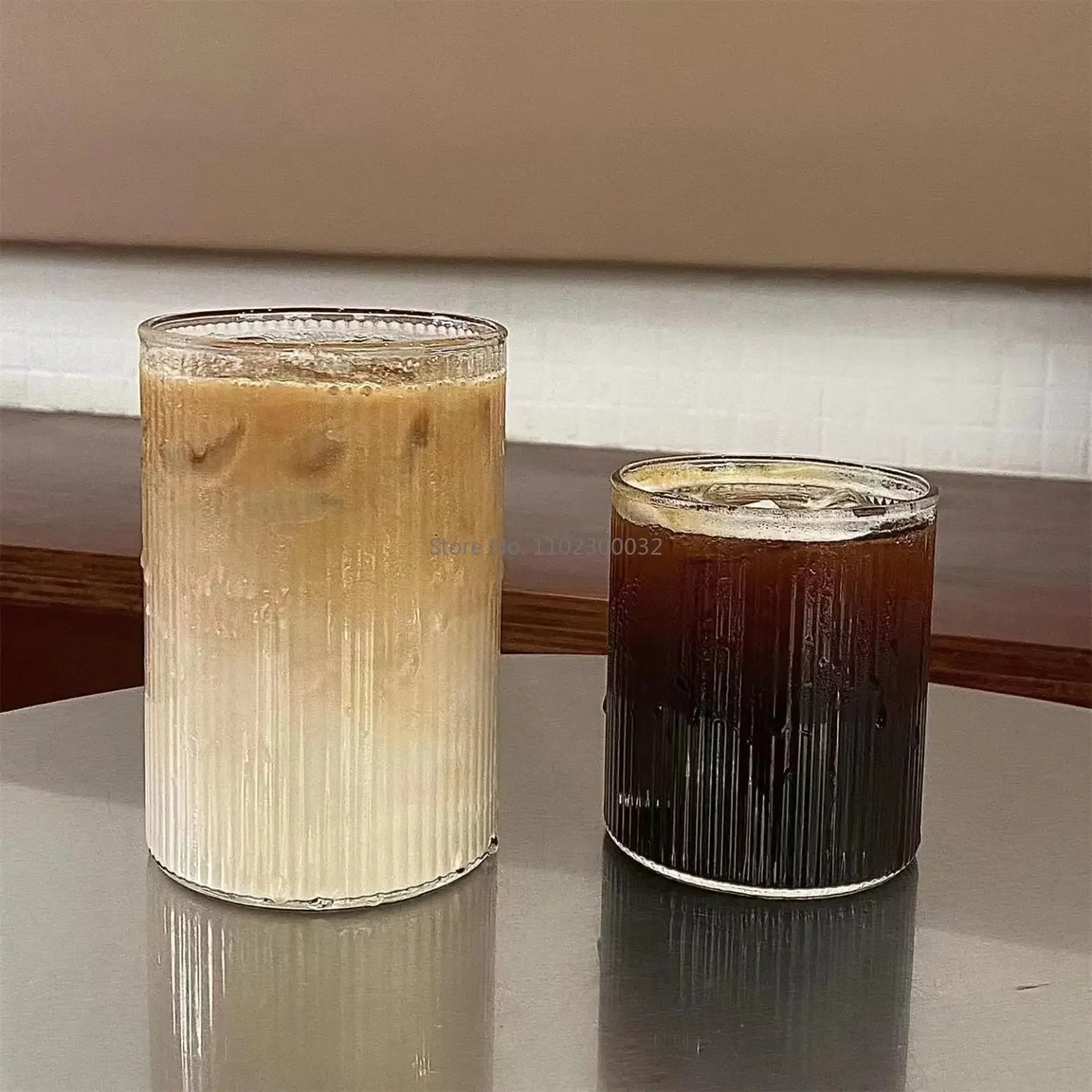 Glass Cup 4Style Heat-Resistant Rib Coffee Glass Water Cups Vertical Stripes Tea Mug Drinking Milk Beer Wine Juice Tumblers Set Gift
