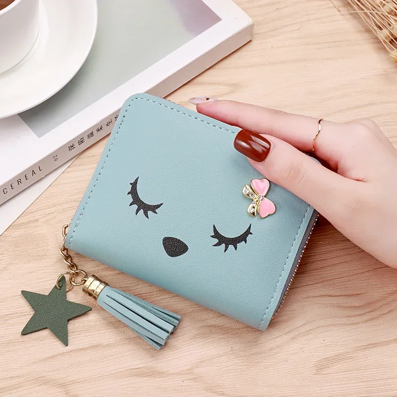 Pu Leather Card Bag Cute Wallet Women Student Zipper Coin Purse Children's Coin Pouch Credit Card Holder Id Holder Card Case