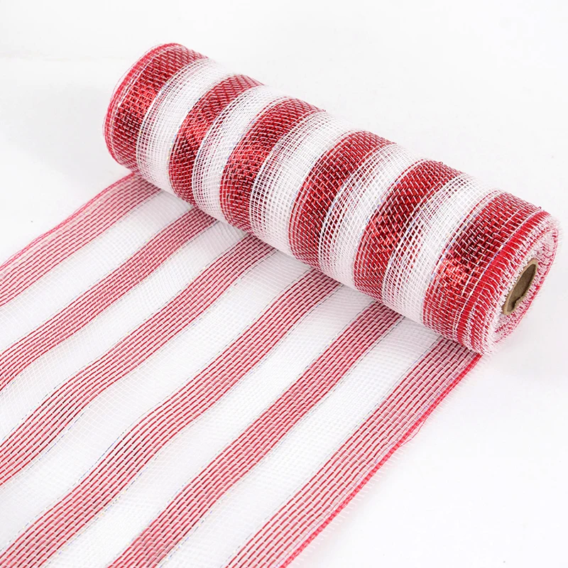 10Yards Christmas Gauze Ribbons 2024 Xmas Tree Candy Cane Decoration DIY Door Wreaths Navidad Noel Gifts Happy New Year 2025