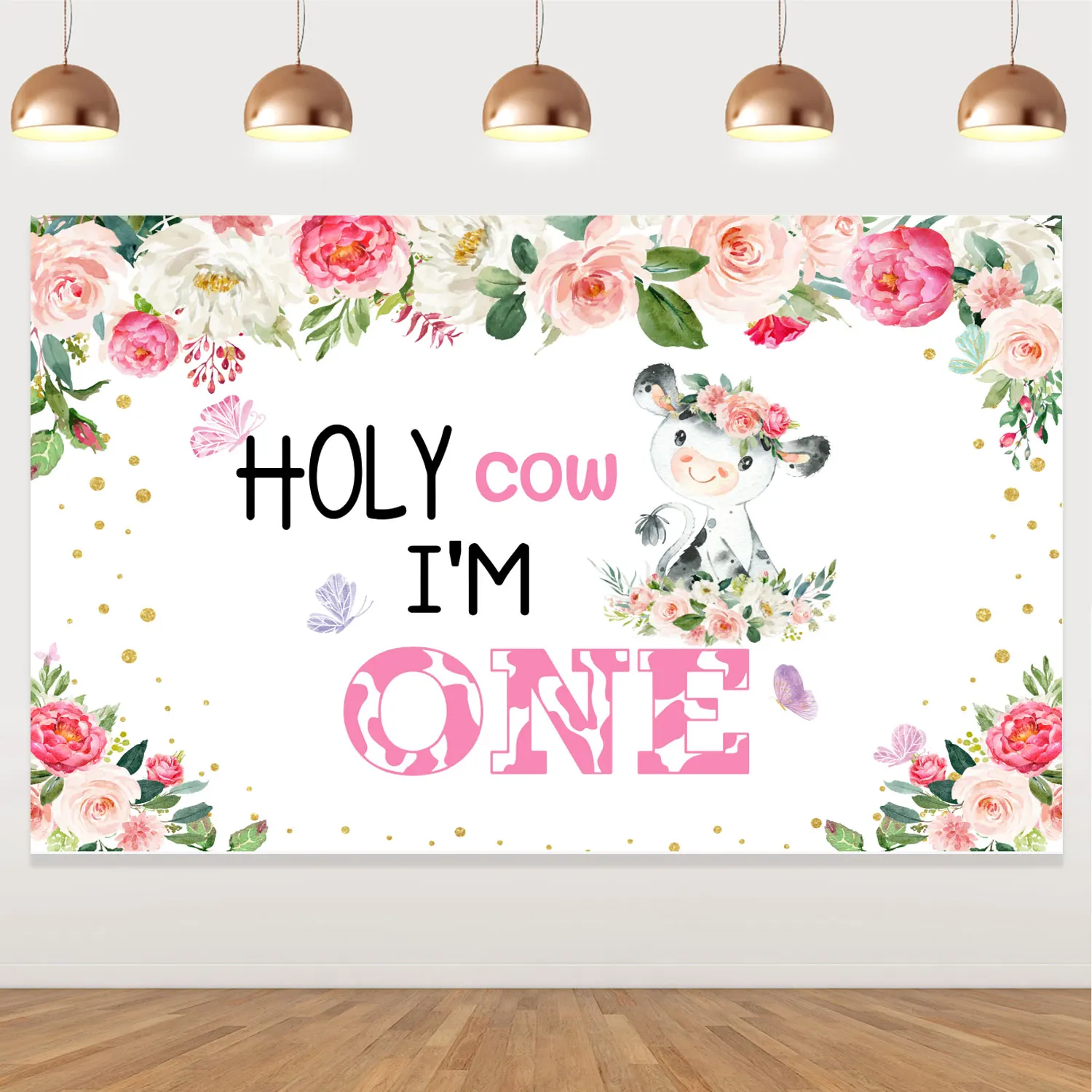 

First Birthday Party Decorations, Holy Cow, I'm One Backdrop Banner, Farm Animal, 1st Birthday Party Supplies, Photo Background