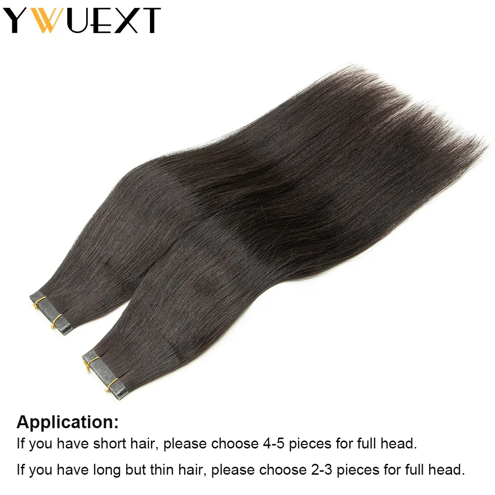 Light Yaki Straight Tape Weft Human Hair Extensions 40-50g Long Invisible Hair Bundles Natural Black PU Skin Weft Remy