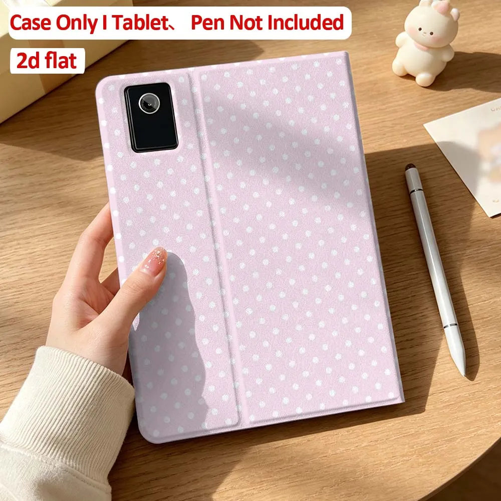 Pink White Polka Dot Tablet Case with Pen Tray
