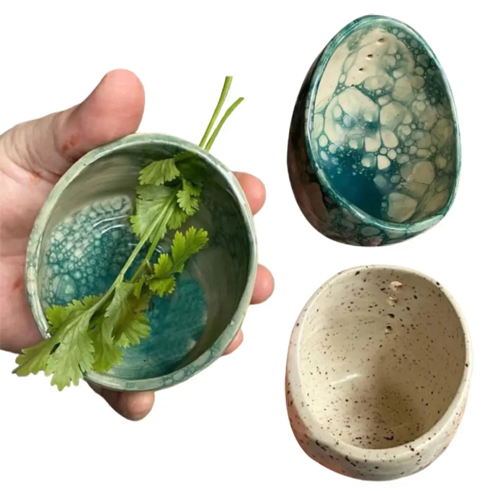 Pottery Herb Stripper Bowl Cup Four Holes Different Round Hole Sizes Kitchen Gadget