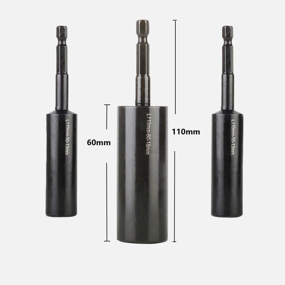 110mm Deepen Socket Wrenches Hexagon Nut Driver Drill Bit H8-H14 Sleeve Adapter Auto Repair Workshop Work Construction