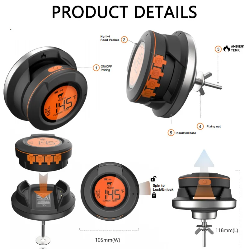 Bluetooth Wireless Meat Probe Thermometer – Knead This LTD