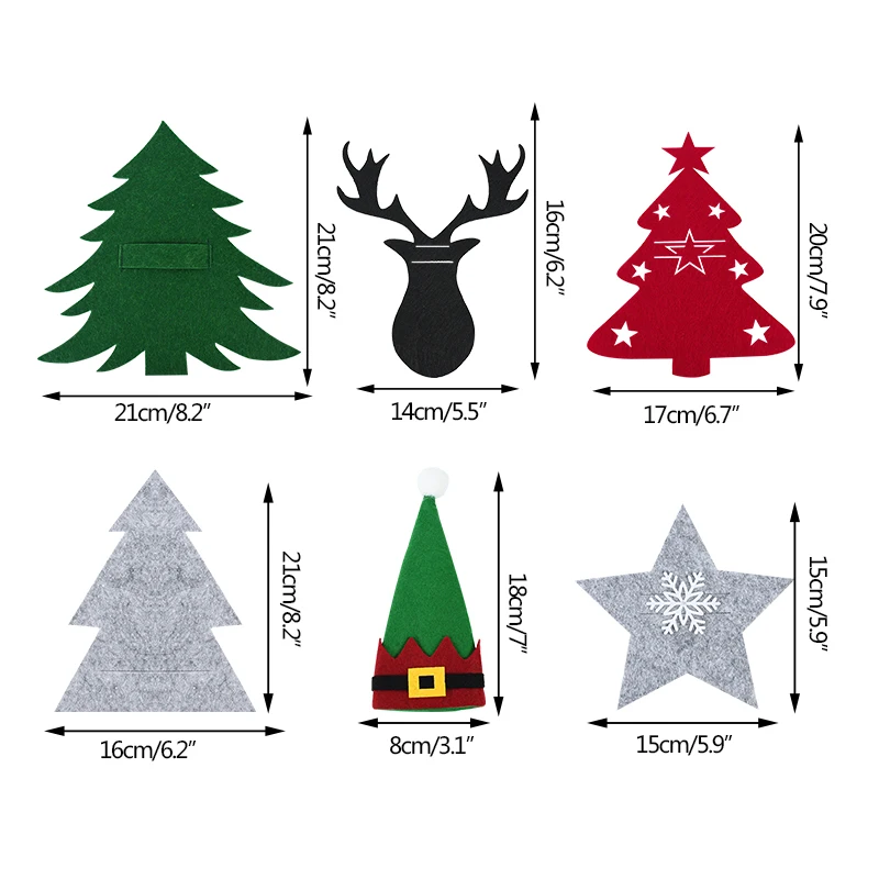 Sacchetto di posate di Natale | 4 pezzi/set di albero di Natale non tessuto porta utensili da cucina Natale Ringraziamento Capodanno Hgq255 (verde, taglia unica