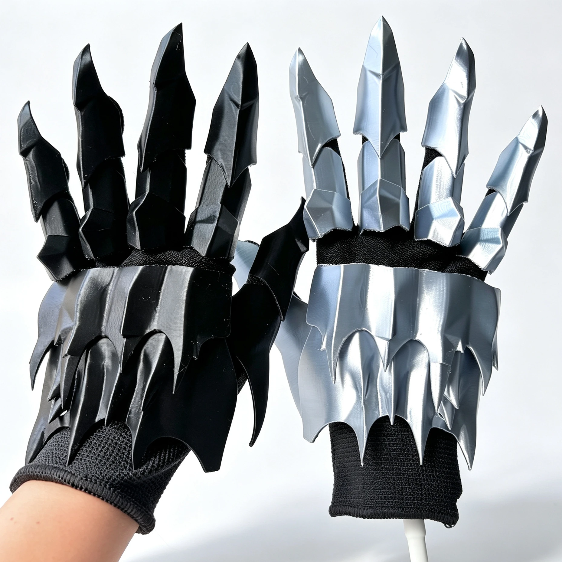 Fantasy Gothic Claw Gauntlet Costume Gloves - Unisex Silver Punk Armor Accessories