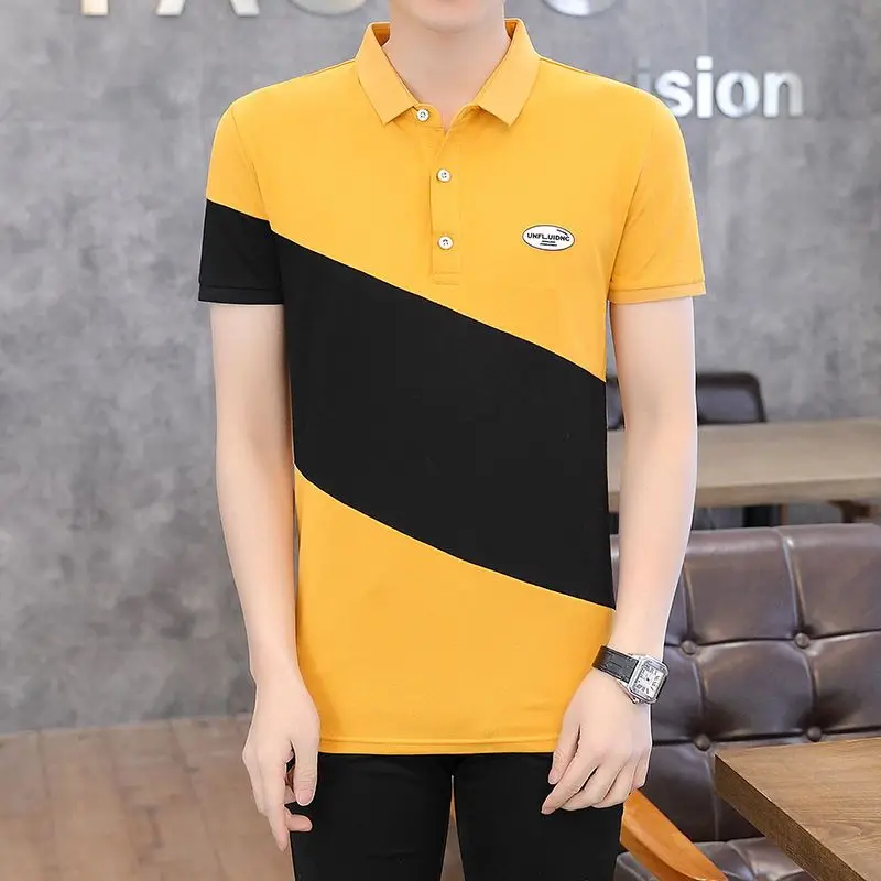 

Fashion Lapel Spliced All-match Short Sleeve Polo Shirts Men Clothing 2023 Summer New Oversized Casual Tops Korean Tee Shirt