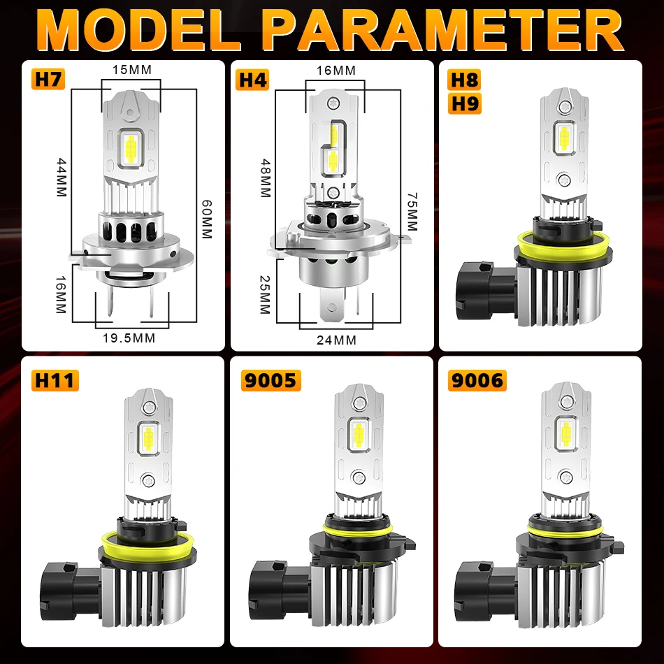16개 CSP H7 LED 헤드라이트 전구 미니 무선 4000W H8 H9 H11 9005 9006 자동차 헤드램프 자동 다이오드 램프 H4 터보 LED 12V 자동차용