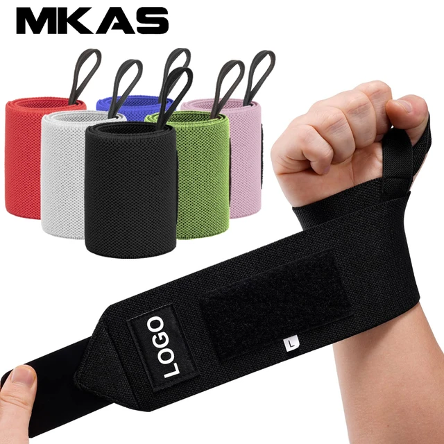 Muñequeras MKAS para levantamiento de pesas para levantamiento de pesas,  gimnasio, Crossfit, sujeta tus muñecas para empujar un soporte de muñeca  más pesado con lazo para el pulgar - AliExpress