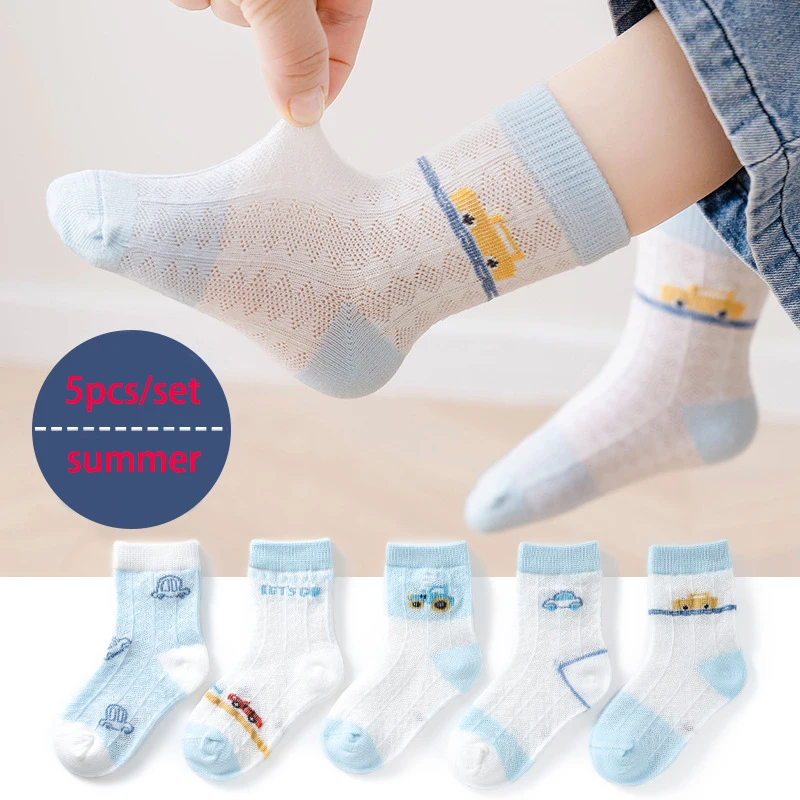 Autumn Boy Girl Short Sock Baby Mesh Thin Socks Cotton Toddler Sock 5 Pairs/set Summer kids socks