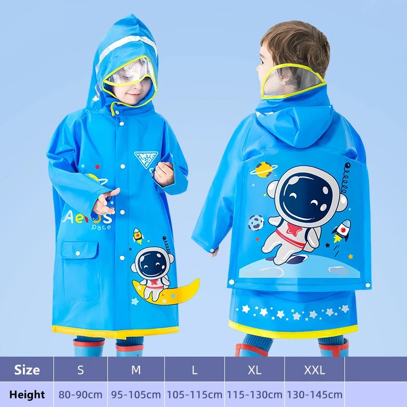 Cute Kids Raincoat Wateproof Children Dinosaur Unicorn Rain Poncho Rain Coat Jacket With Backpack Position Student RainWear raincoat poncho