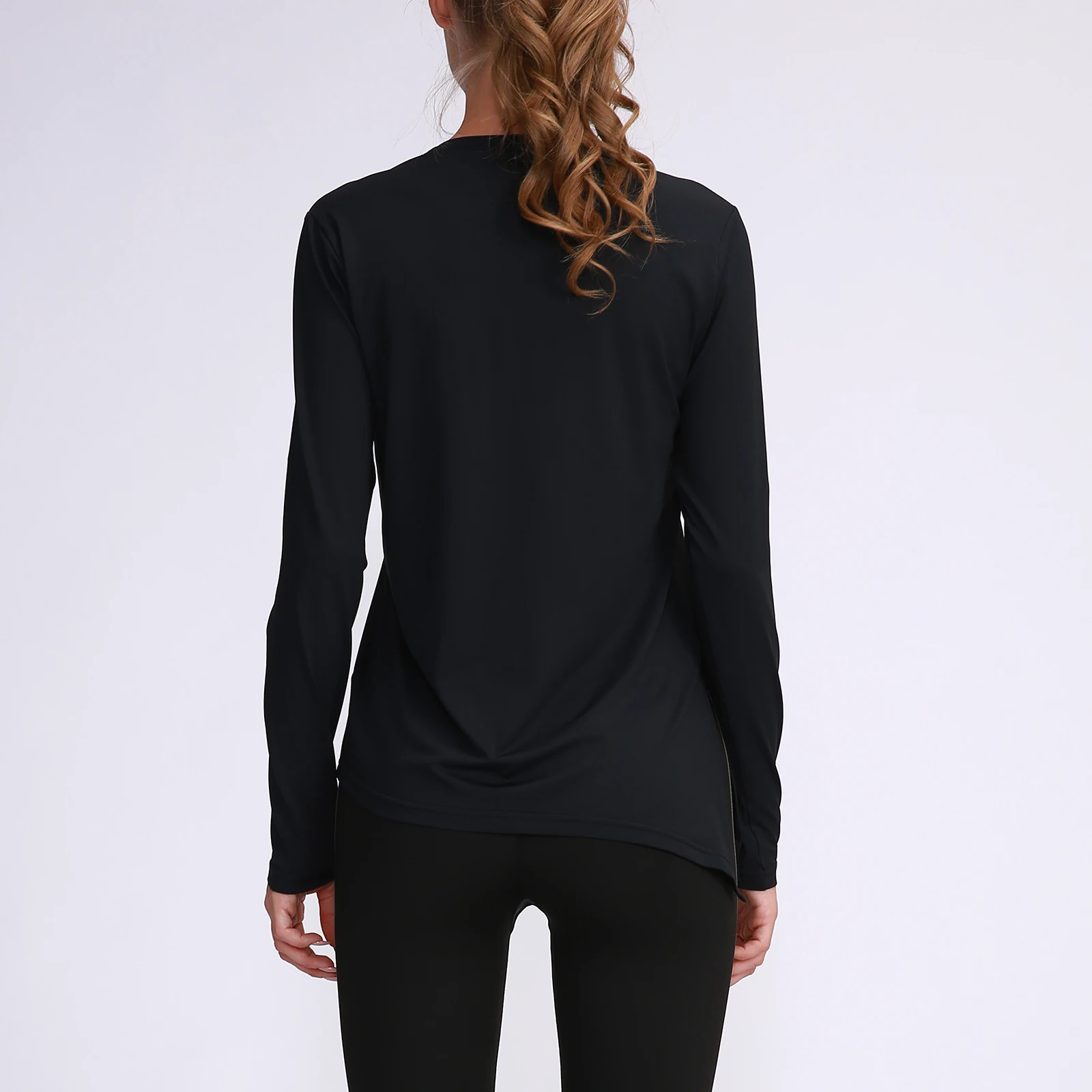 Women Loose Yoga T-Shirts Long Sleeve Fitness Split Bottoming Shirt Running Quick-Drying Workout Tops Blouses Gym Training Tops