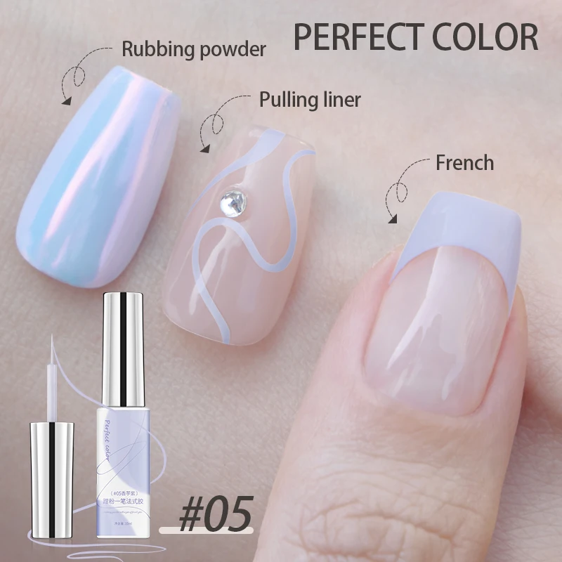 PERFECT COLOR Gel Liner Art Polish, 18 Farben 10ml Weiß Schwarz, Professioneller Nagellack, UV-LED-härtend, für French Tips DIY Heim- und Salonanwendung – Detail 11