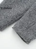 Willshela Women Fashion With Pockets Grey Front Zipper Jackets Vintage Lapel Neck Long Sleeves Female Chic Lady Outfits 5