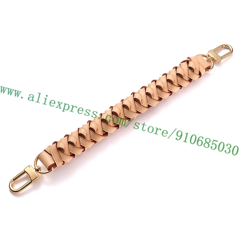 Top Quality Real Vachetta Braided Handle Strap For Designer Women Handbag Lady Bucket Bag Purse Tote Oxidized Patina 3 Sizes