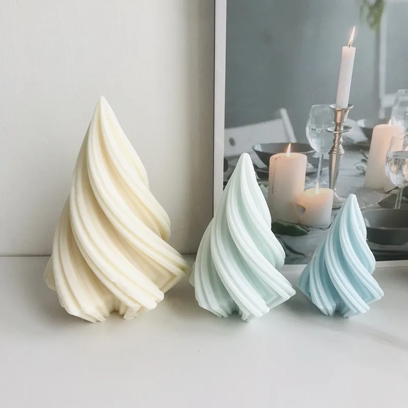 Description Picture 2 of item3D Geometric Rotating Conical Silicone Candle Mold DIY Aromatherapy Resin Plaster Making Mould Irregular Mold Home Decor