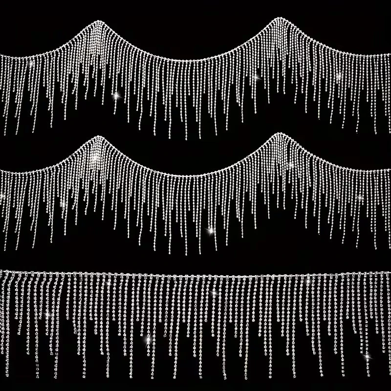 1야드 스파클 라인스톤 트림 라인스톤 프린지 벨트 다이아몬드 크리스탈 태슬 프린지 트림 체인 (청바지, 재킷, 웨딩드레스용)
