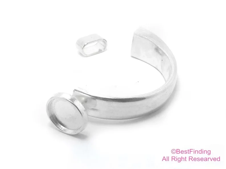 

3sets Half cuff clasp, Empty blank cabochon, 10x5mm, Half cuff bracelet hook, Metal bangle