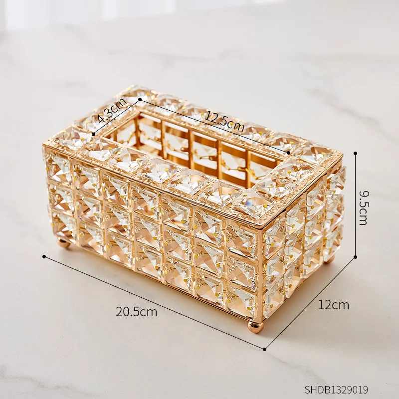 Crystal Tissue Box Nordic Fashionable Office Table Napkins Storage Box Bar Gold Diamond Holder Living Room Bedroom Decor Gift 6