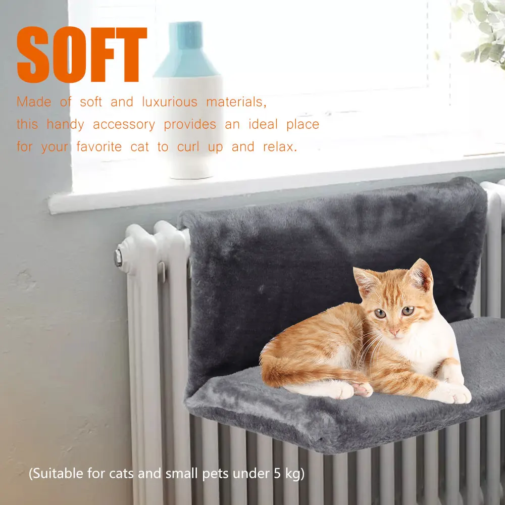 Cat Radiator Bed Hanging Cat Cradle Hammock Small Pet Animal Hanging  Bed with Metal Frame Luxury Warm Fleece Basket for Cats