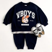 TZ22395 Children's Autumn Set Cartoon Comfortable Casual Two-Piece Suit Boys Girls Hoodie Pants Outfit Cute Leisure Ensemble
