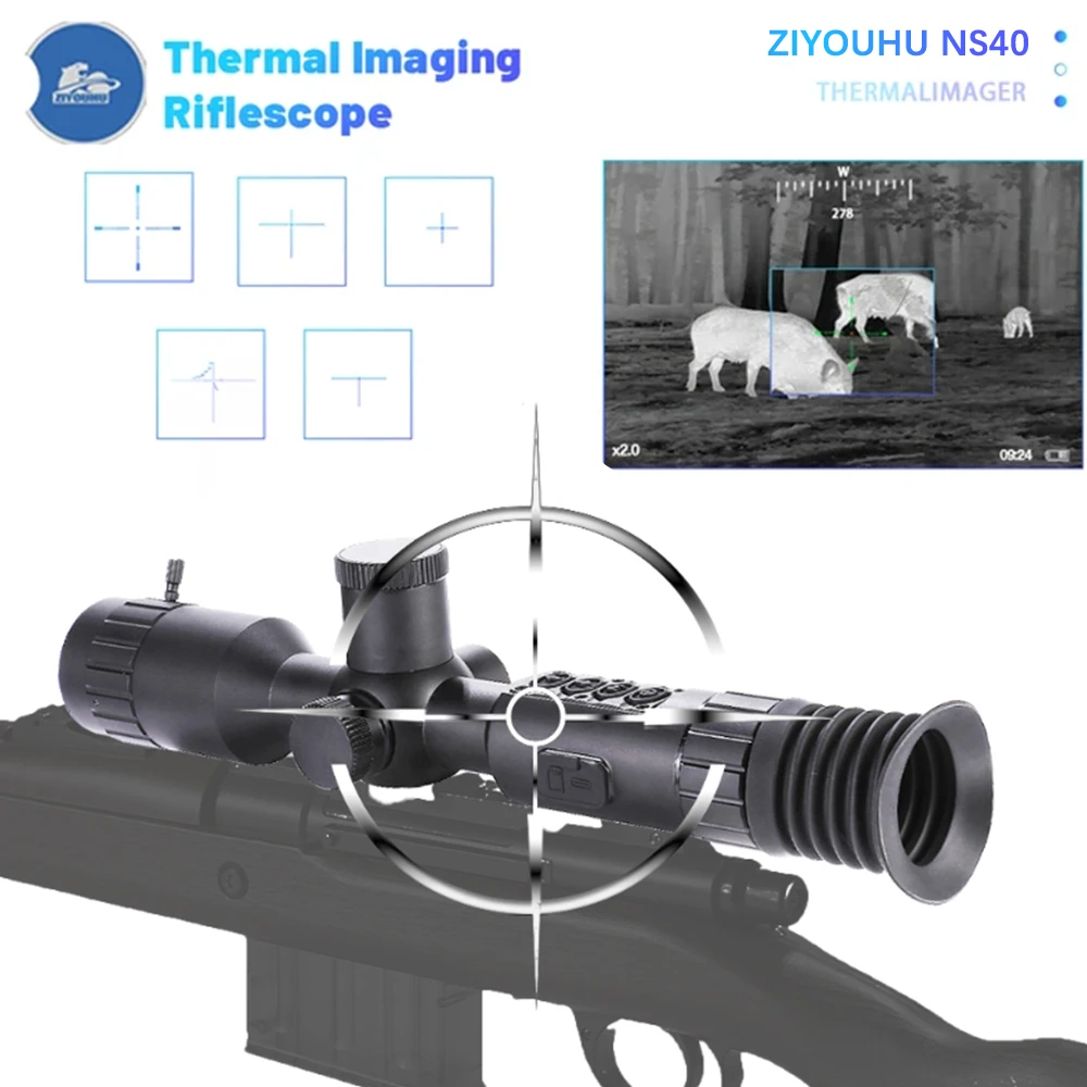 

NS40 384x288 Thermal Scope Sight 7-19x Zoom Shooting Hunting Aim Searching Hotspot Tracking Thermal Imaging Rifle Aiming