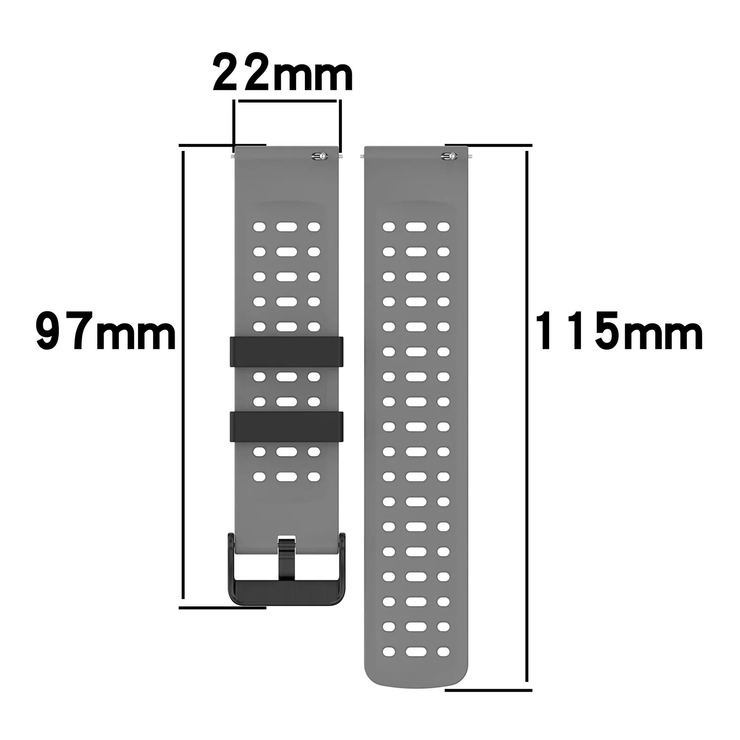 Premium 22mm Silicone Sports Strap - Durable Replacement Band