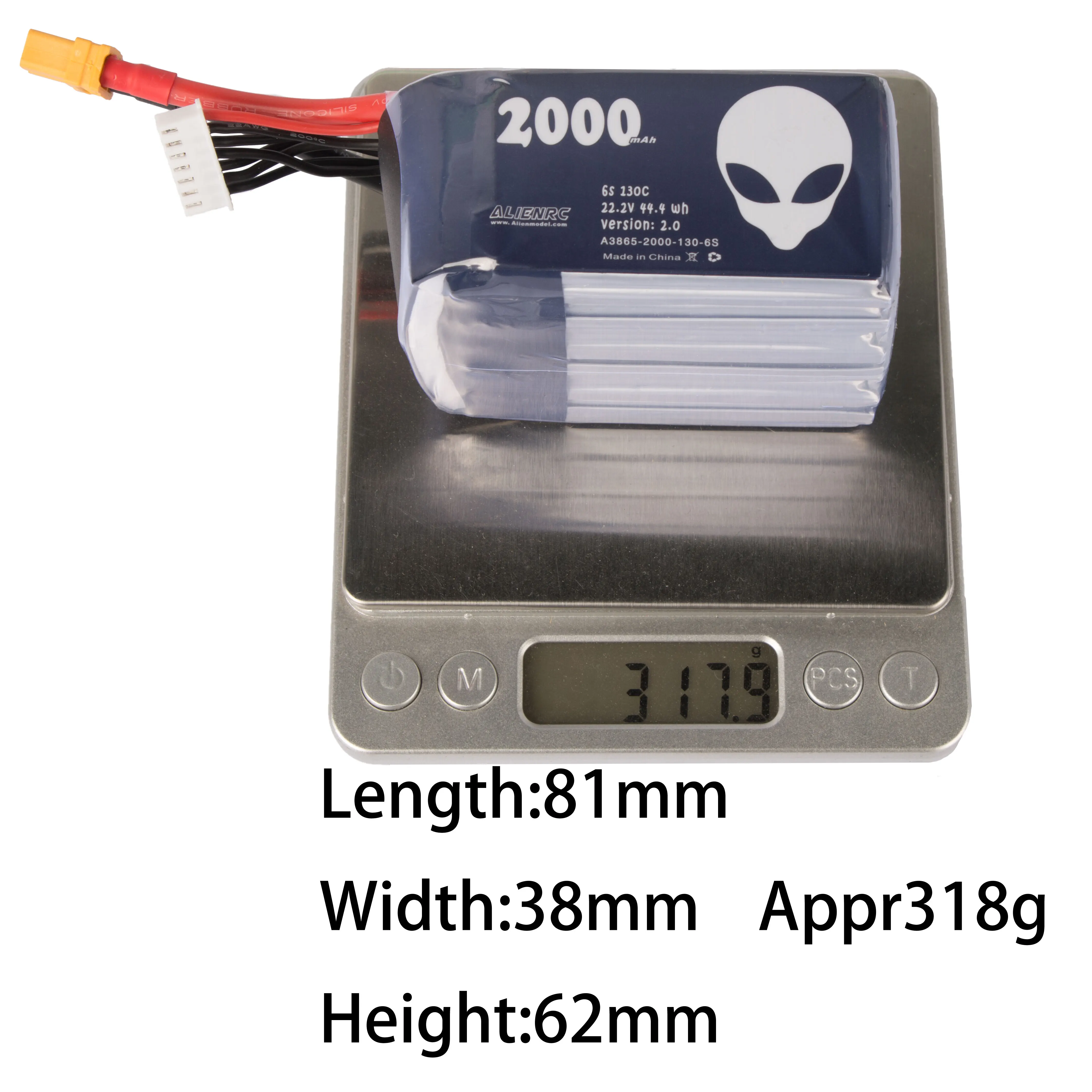 

ALIENRC 2000mAh 6S 22.2V 130C UAV racing battery multi-rotor lithium battery
