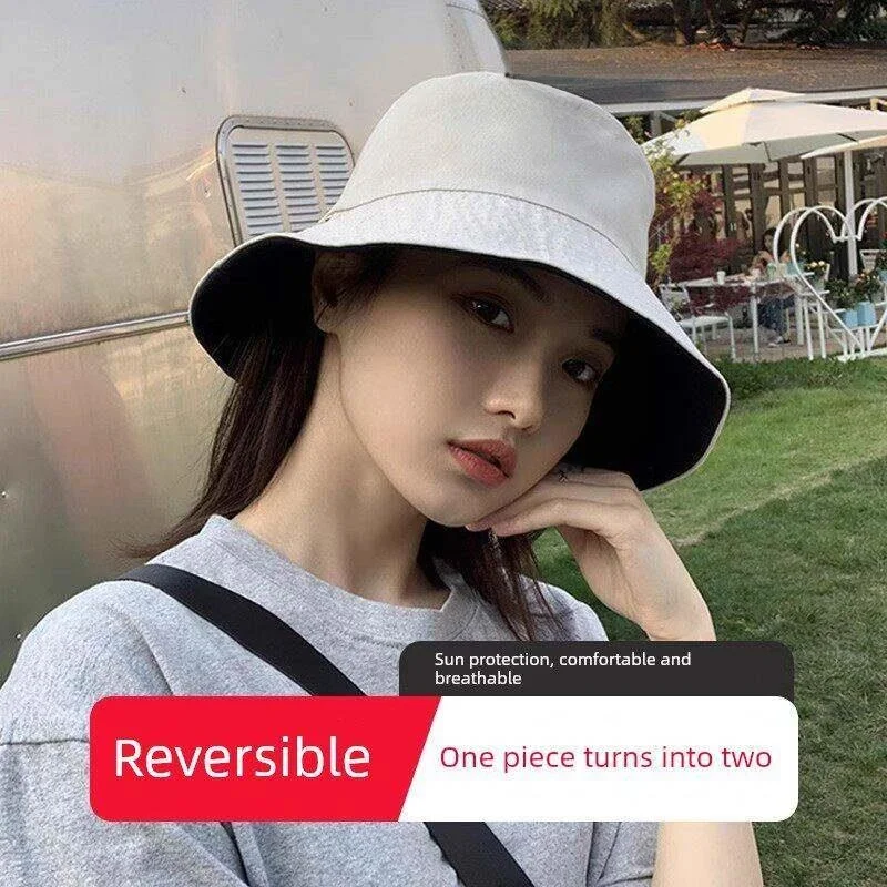 세련된 양면 여성 낚시 모자 슬림핏 자외선 차단 한국 스타일 여름 모자 스타일리쉬 UV 차단 캡